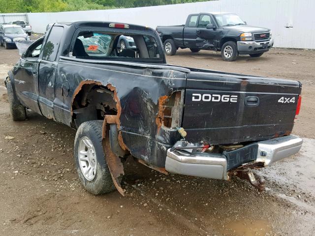 1B7GG22N01S347753 - 2001 DODGE DAKOTA BLACK photo 3