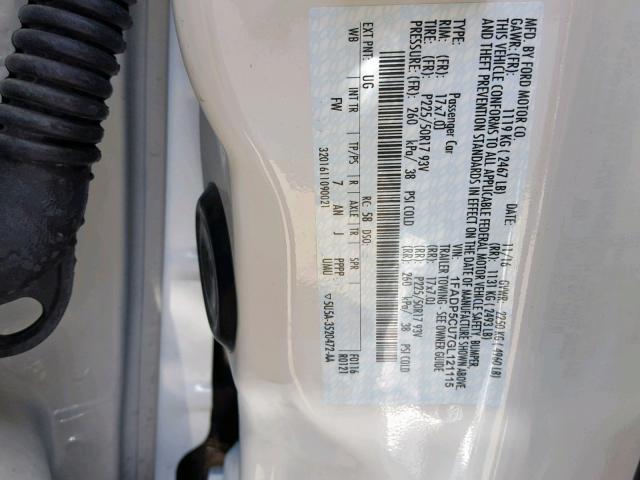 1FADP5CU7GL121115 - 2016 FORD C-MAX PREM WHITE photo 10
