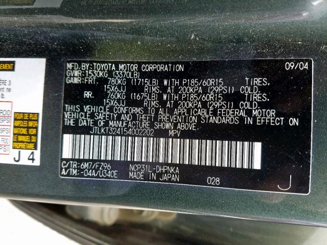 JTLKT324154002202 - 2005 TOYOTA SCION XB 绿色 照片 10