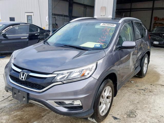 2HKRM4H76FH654582 - 2015 HONDA CR-V EXL GRAY photo 2