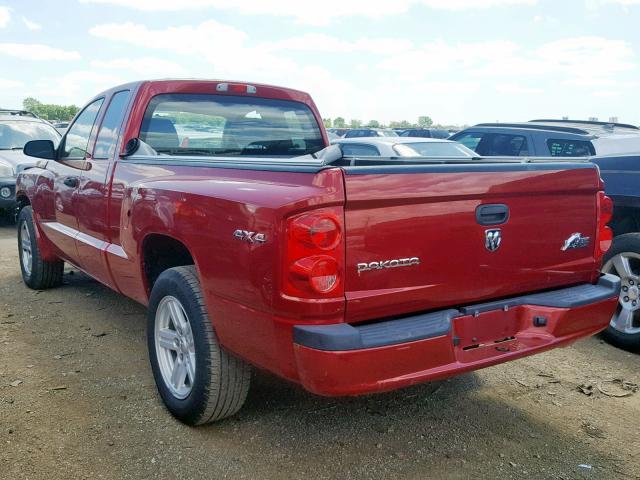 1D7HW32K68S577204 - 2008 DODGE DAKOTA SXT RED photo 3