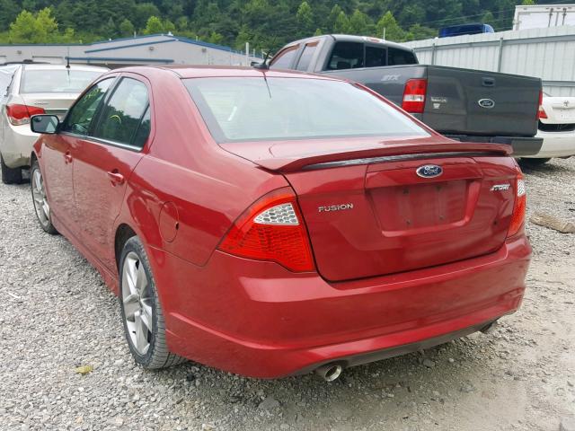 3FAHP0KC7CR326409 - 2012 FORD FUSION SPO RED photo 3