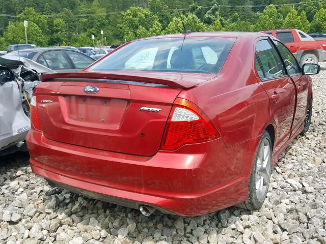 3FAHP0KC7CR326409 - 2012 FORD FUSION SPO RED photo 4