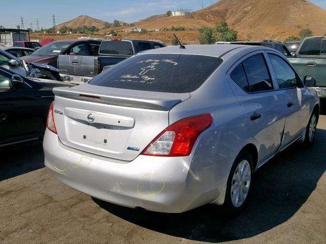 3N1CN7AP0EL863042 - 2014 NISSAN VERSA S GRAY photo 4