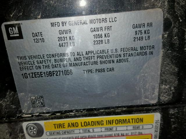 1G1ZE5E19BF271056 - 2011 CHEVROLET MALIBU LTZ ნაცრისფერი ფოტო 10