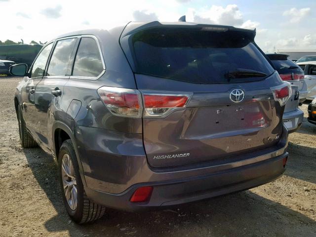 5TDZKRFH2GS138584 - 2016 TOYOTA HIGHLANDER CHARCOAL photo 3