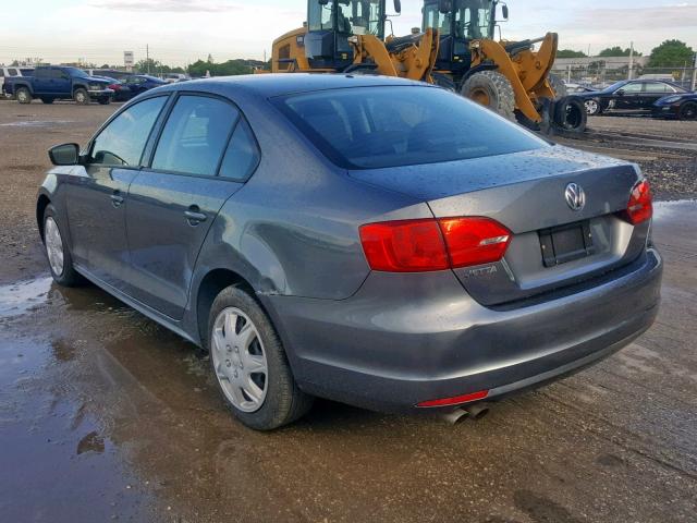 3VW2K7AJ2EM236198 - 2014 VOLKSWAGEN JETTA BASE GRAY photo 3