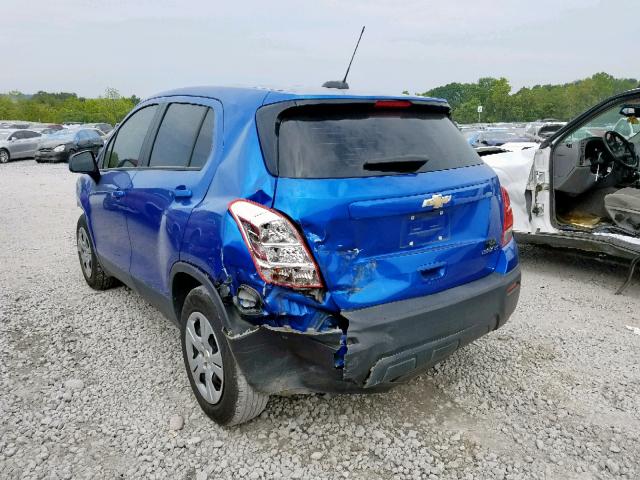 KL7CJKSB0GB734413 - 2016 CHEVROLET TRAX LS BLUE photo 3