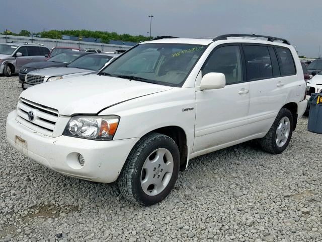 JTEEP21A650103110 - 2005 TOYOTA HIGHLANDER WHITE photo 2