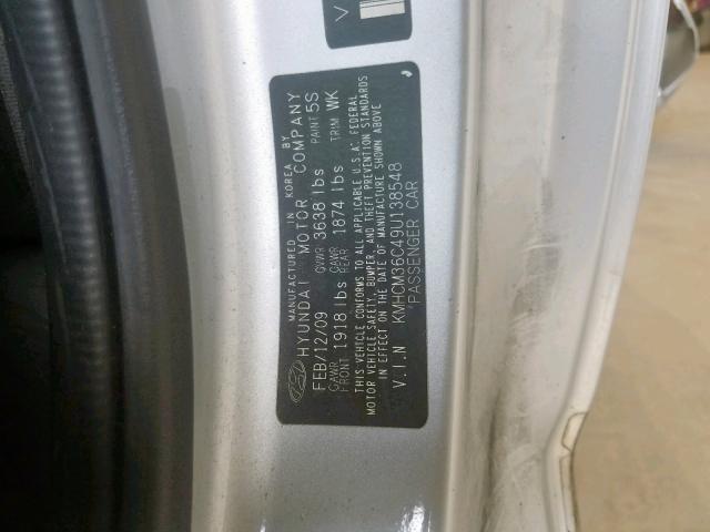 KMHCM36C49U138548 - 2009 HYUNDAI ACCENT GS SILVER photo 10