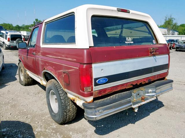 1FMEU15H3PLA49583 - 1993 FORD BRONCO U10 RED photo 3