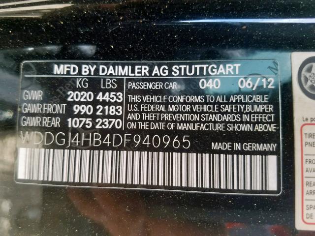 WDDGJ4HB4DF940965 - 2013 MERCEDES-BENZ C 250 BLACK photo 10