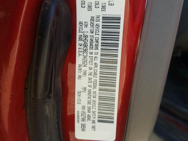 1J8HG48K96C342624 - 2006 JEEP COMMANDER RED photo 10