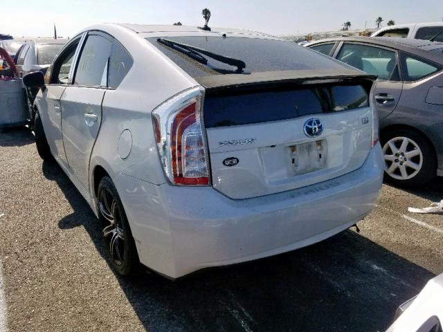 JTDKN3DU3C1530406 - 2012 TOYOTA PRIUS WHITE photo 3