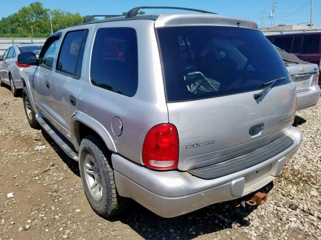 1D4HS58N73F609102 - 2003 DODGE DURANGO SL SILVER photo 3