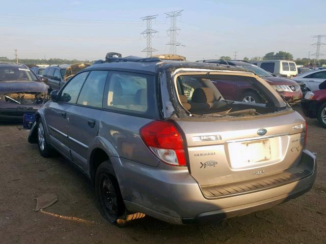 4S4BP60C887313636 - 2008 SUBARU OUTBACK GRAY photo 3