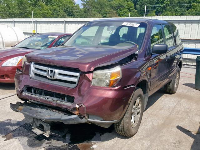 2HKYF181X7H526007 - 2007 HONDA PILOT LX RED photo 2