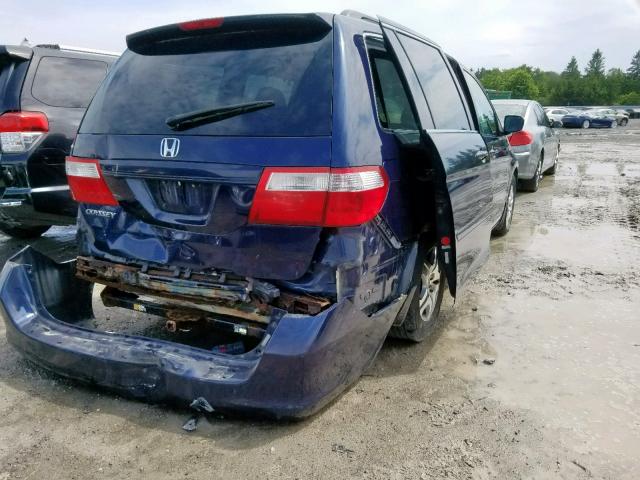 5FNRL38617B513925 - 2007 HONDA ODYSSEY EX BLUE photo 4