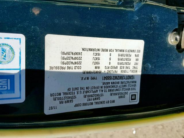 1GNDT13W2W2168841 - 1998 CHEVROLET BLAZER GREEN photo 10