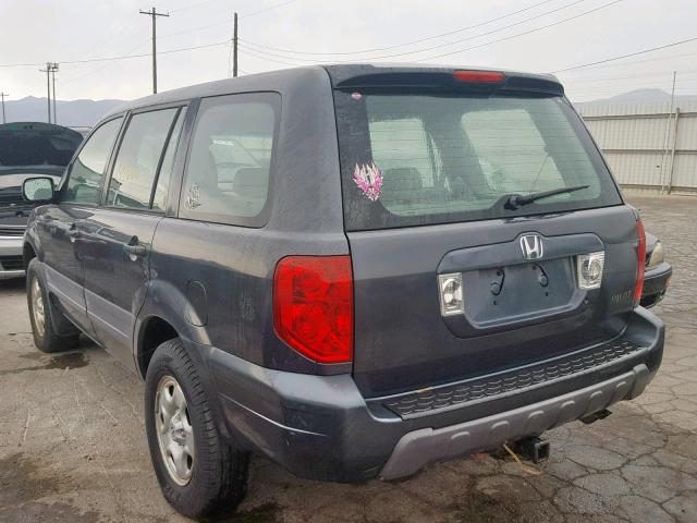 2HKYF18153H584505 - 2003 HONDA PILOT LX BLUE photo 3