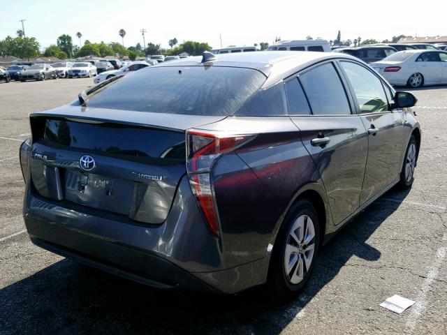 JTDKARFU3G3525129 - 2016 TOYOTA PRIUS GRAY photo 4