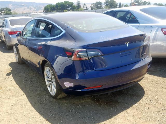 5YJ3E1EB0JF063732 - 2018 TESLA MODEL 3 BLUE photo 3