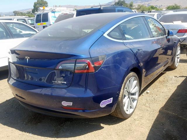 5YJ3E1EB0JF063732 - 2018 TESLA MODEL 3 BLUE photo 4