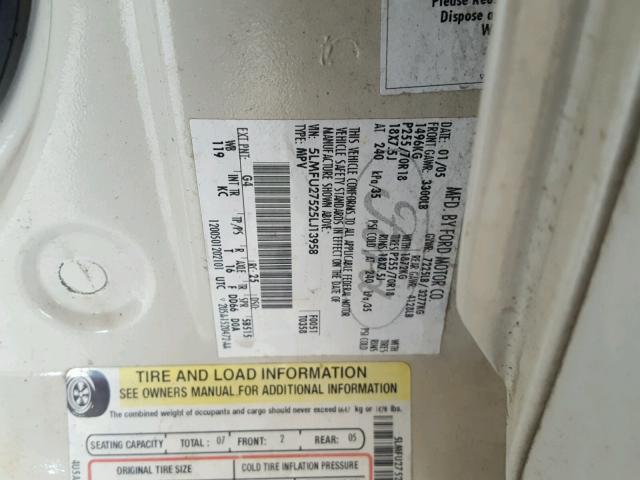 5LMFU27525LJ13958 - 2005 LINCOLN NAVIGATOR 白色 照片 10