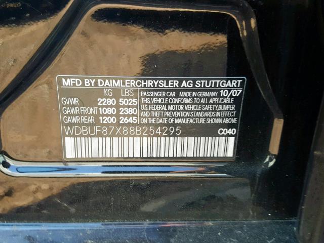 WDBUF87X88B254295 - 2008 MERCEDES-BENZ E 350 4MAT BLACK photo 10