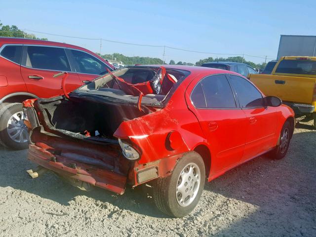 1G3NL52F74C200180 - 2004 OLDSMOBILE ALERO GL RED photo 4