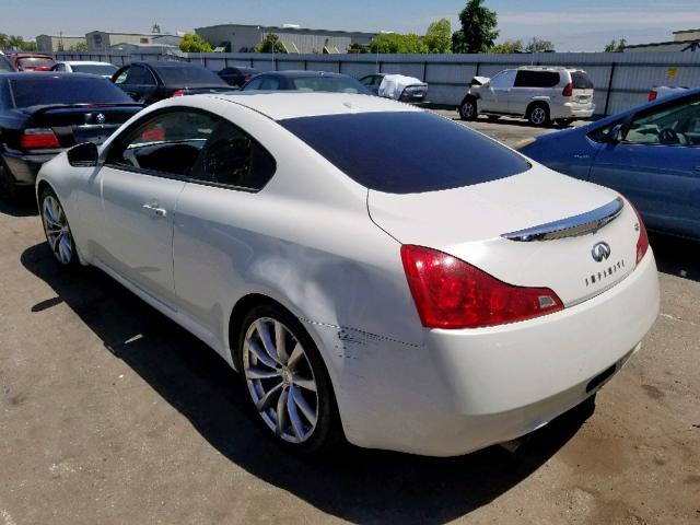 JNKCV64E28M109778 - 2008 INFINITI G37 BASE WHITE photo 3