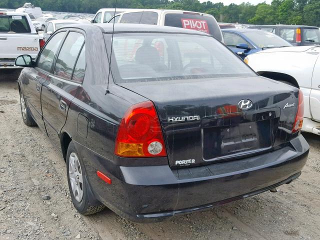 KMHCG45C55U663109 - 2005 HYUNDAI ACCENT GL BLACK photo 3