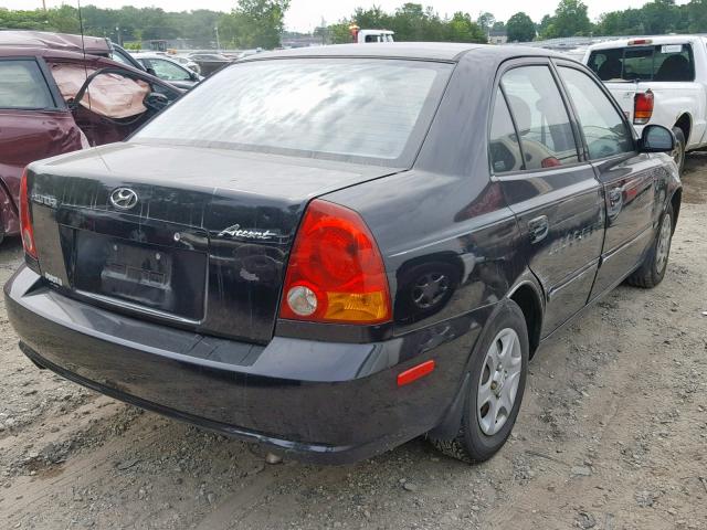 KMHCG45C55U663109 - 2005 HYUNDAI ACCENT GL BLACK photo 4