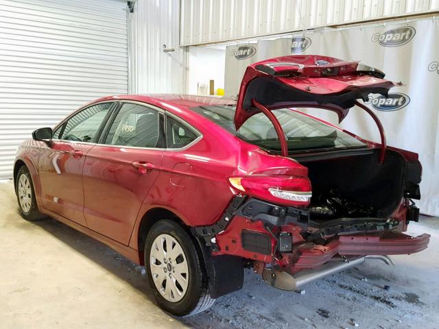 3FA6P0G75KR127005 - 2019 FORD FUSION S RED photo 3