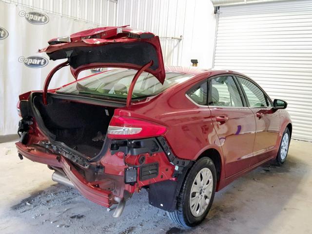 3FA6P0G75KR127005 - 2019 FORD FUSION S RED photo 4