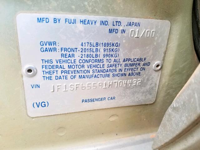 JF1SF65591H704432 - 2001 SUBARU FORESTER S Qızıl foto 10