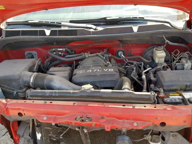 5TFJT52147X001460 - 2007 TOYOTA TUNDRA RED photo 7