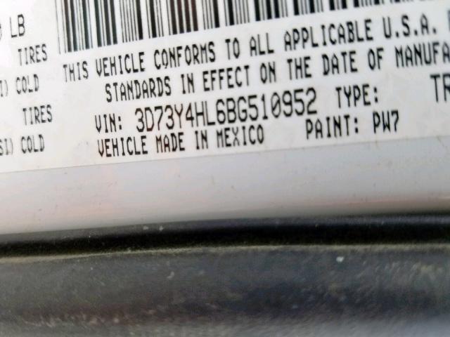 3D73Y4HL6BG510952 - 2011 DODGE RAM 3500 WHITE photo 10