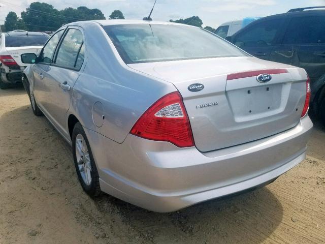 3FAHP0GA2CR333873 - 2012 FORD FUSION S SILVER photo 3