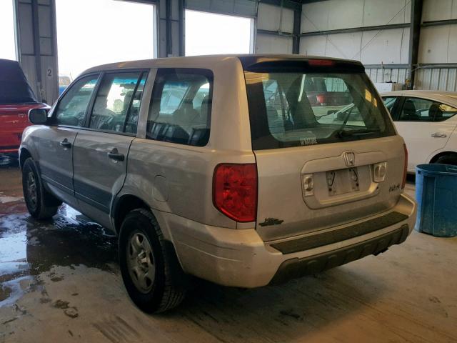 2HKYF18145H572994 - 2005 HONDA PILOT LX GRAY photo 3