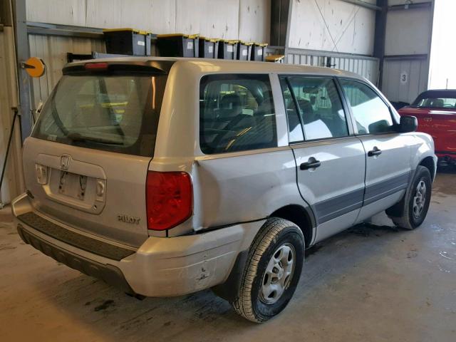 2HKYF18145H572994 - 2005 HONDA PILOT LX GRAY photo 4