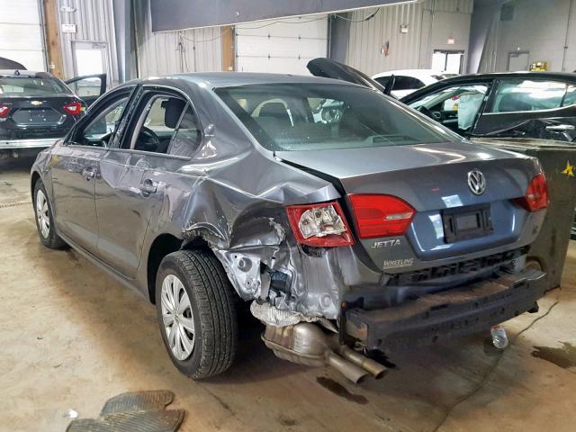 3VW2K7AJ9EM327646 - 2014 VOLKSWAGEN JETTA BASE GRAY photo 3