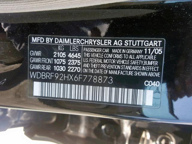 WDBRF92HX6F778873 - 2006 MERCEDES-BENZ C 280 4MAT BLACK photo 10