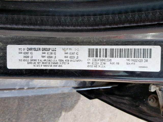 1C3BC4FB0BN515509 - 2011 CHRYSLER 200 LX BLACK photo 10