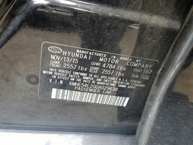 KMHE54L20GA029638 - 2016 HYUNDAI SONATA PLU BLACK photo 10