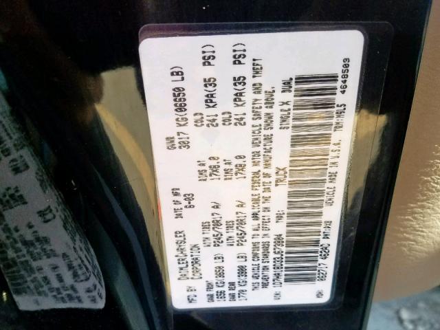 1D7HA18D33J673804 - 2003 DODGE RAM 1500 S BLACK photo 10