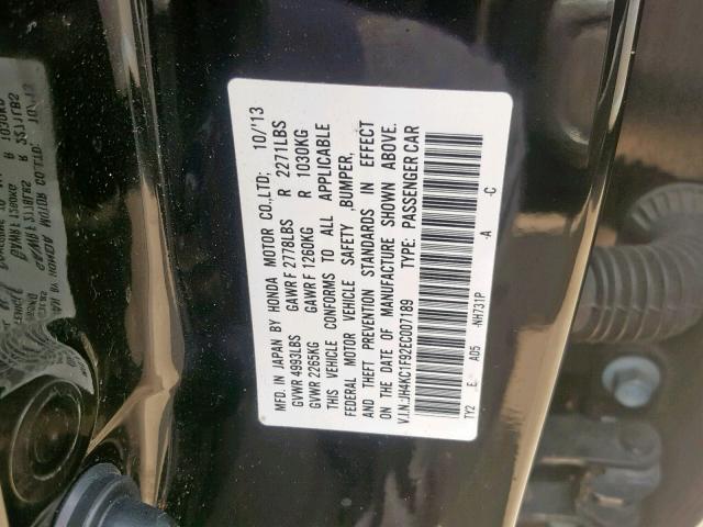 JH4KC1F92EC007189 - 2014 ACURA RLX ADVANC BLACK photo 10