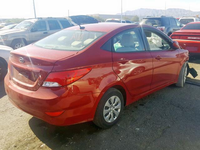 KMHCT4AE7HU378662 - 2017 HYUNDAI ACCENT SE RED photo 4