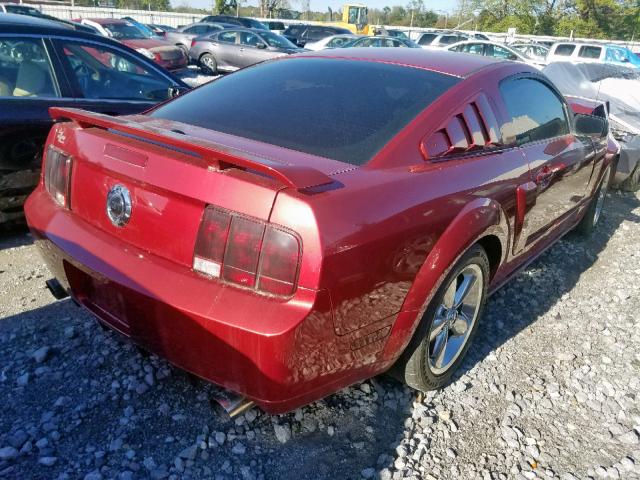 1ZVHT82H775237834 - 2007 FORD MUSTANG GT RED photo 4