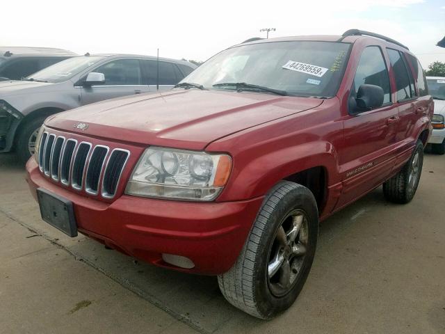 1J4GW58N42C175809 - 2002 JEEP GRAND CHER RED photo 2